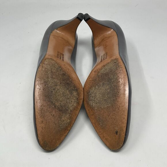 Salvatore Ferragamo Shoes Womens 10 AAA Narrow Gray Leather Pumps Made in Italy - Picture 12 of 16